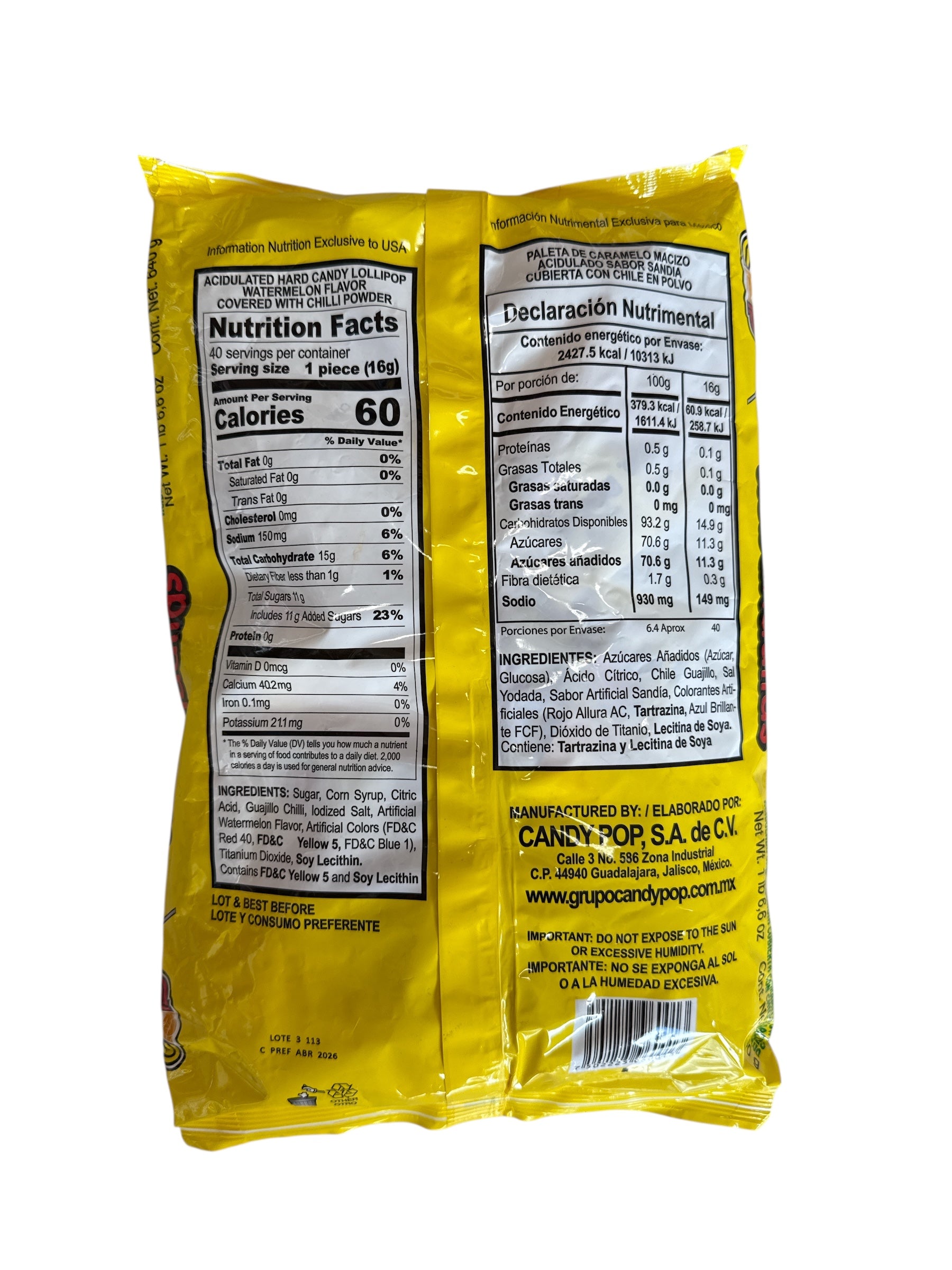 Rebanaditas - Watermelon Lollipop W/Chile, Pack with 40