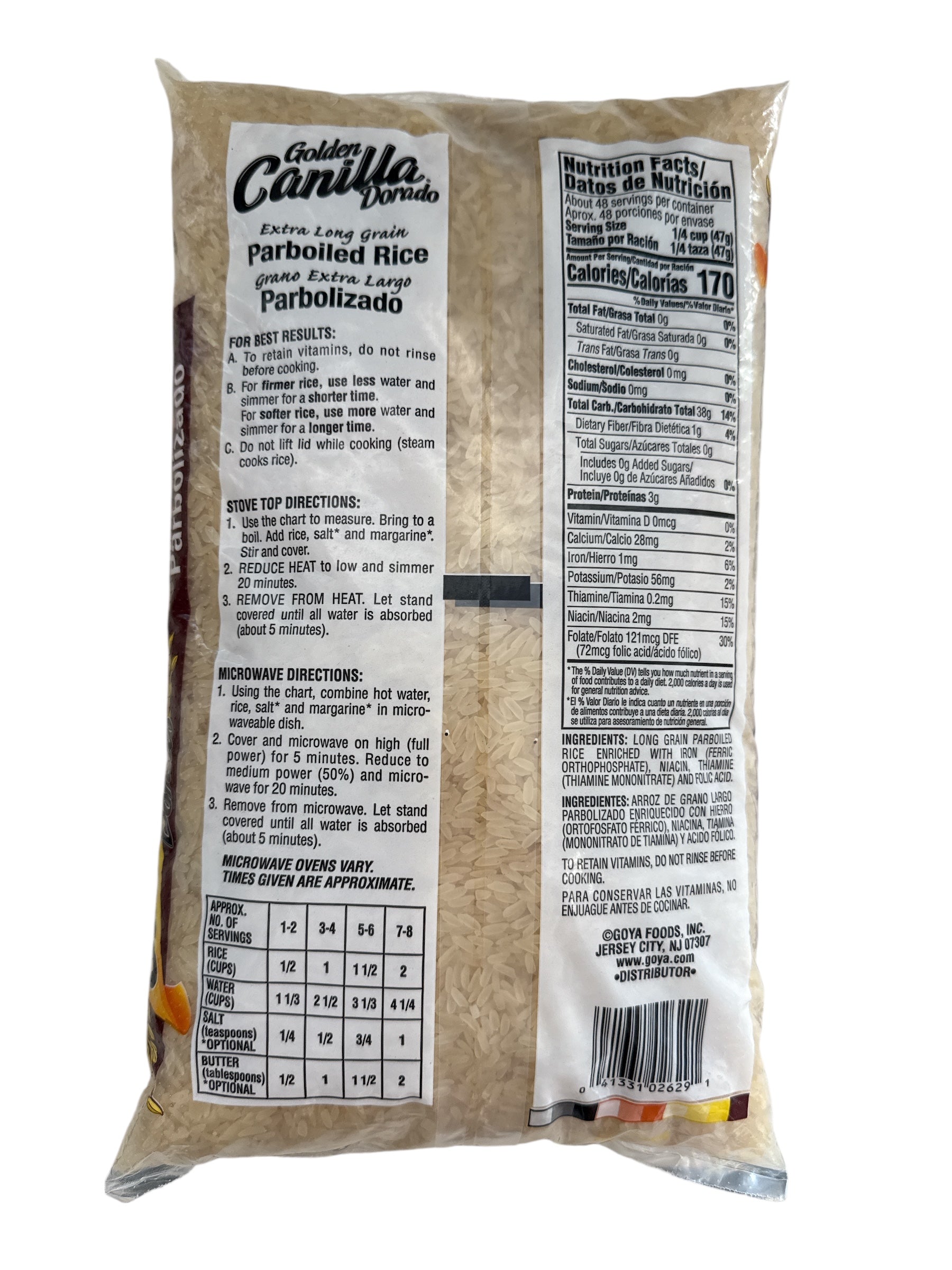 Goya - Golden Canilla Dorado Parboiled Rice, 80 oz, Bag