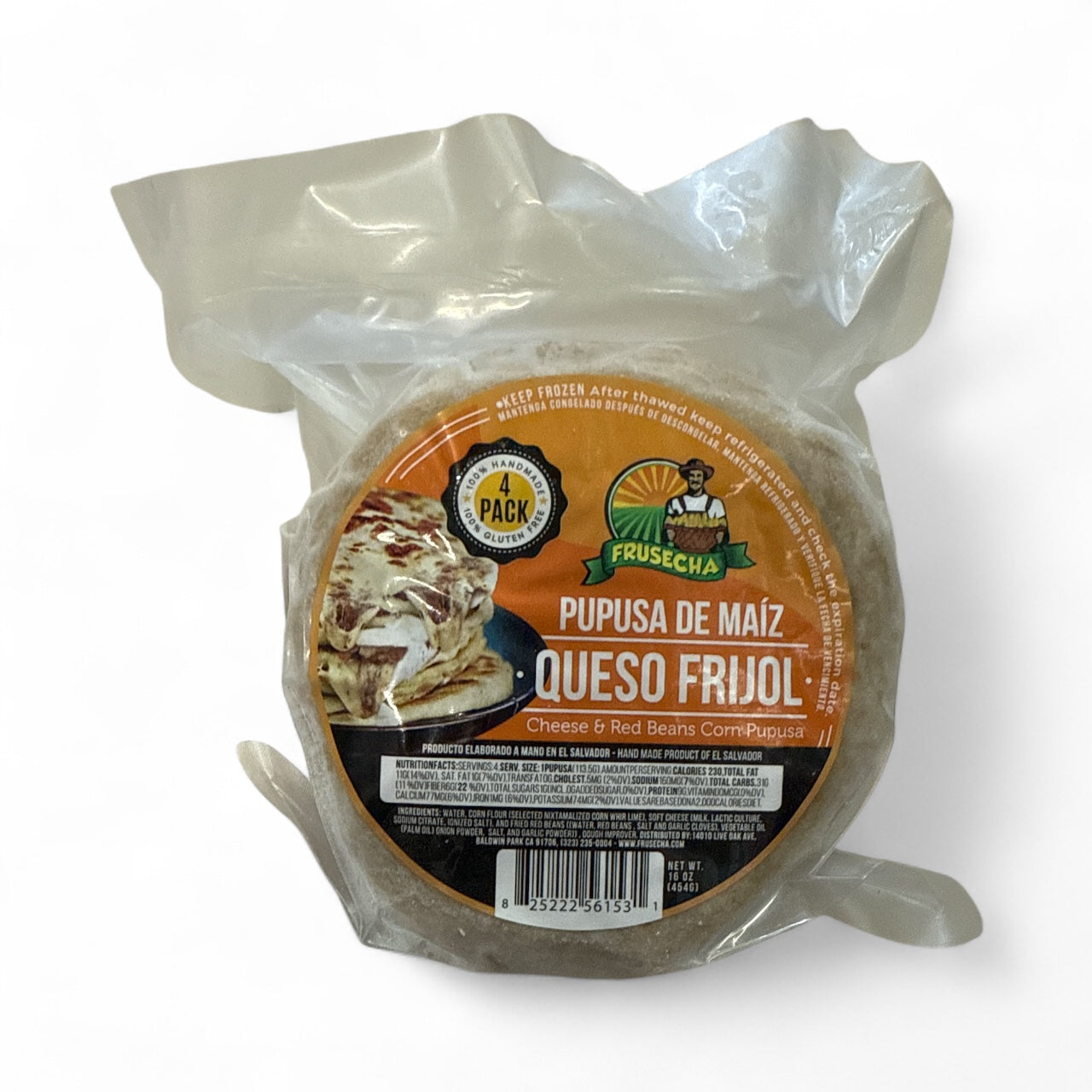 Frusecha- Pupusa de Queso Frijol, Pack of 4, 16 oz