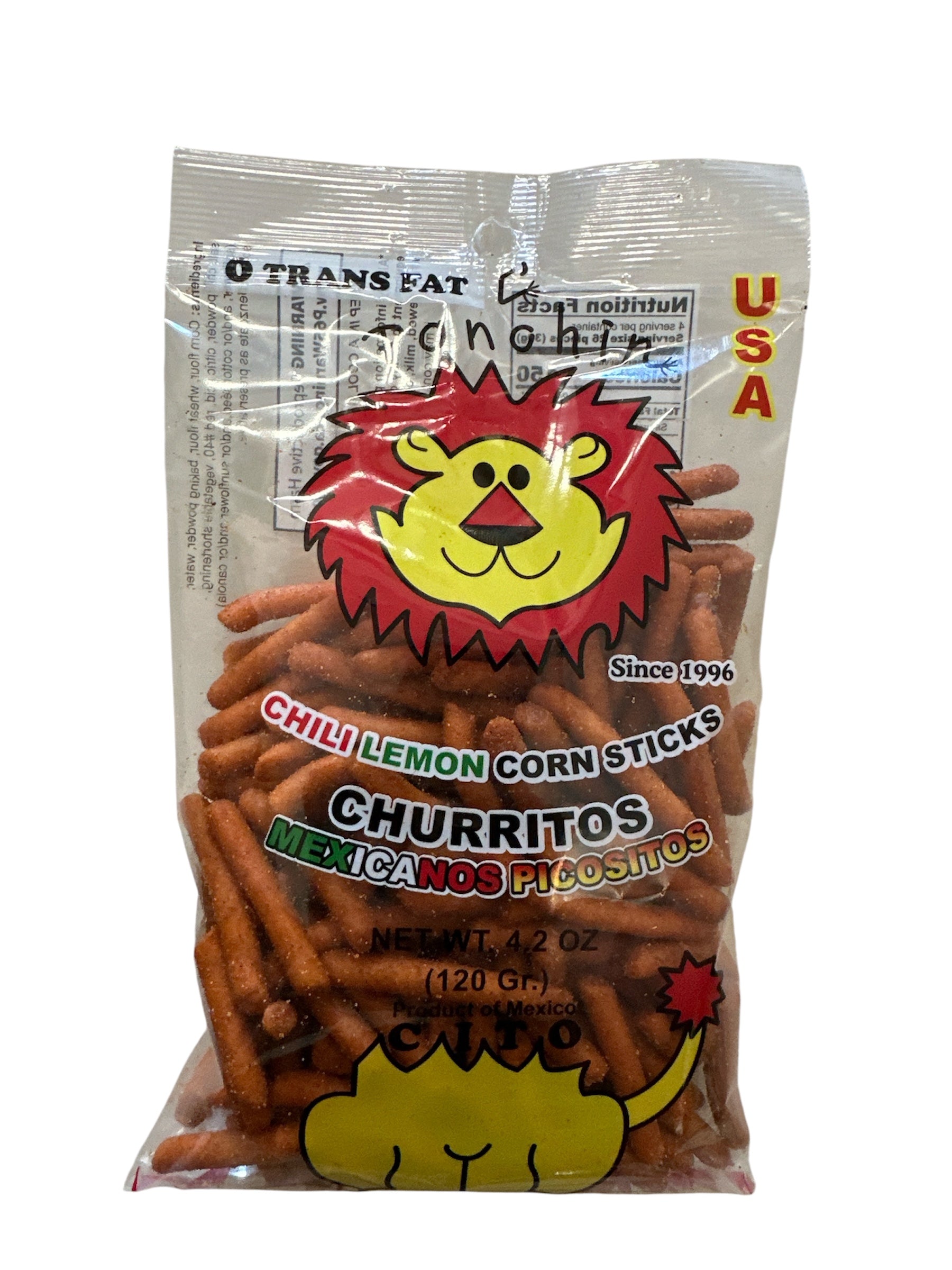 El Super Leon - Churritos mega chile limon, 4.2 oz, Single pack