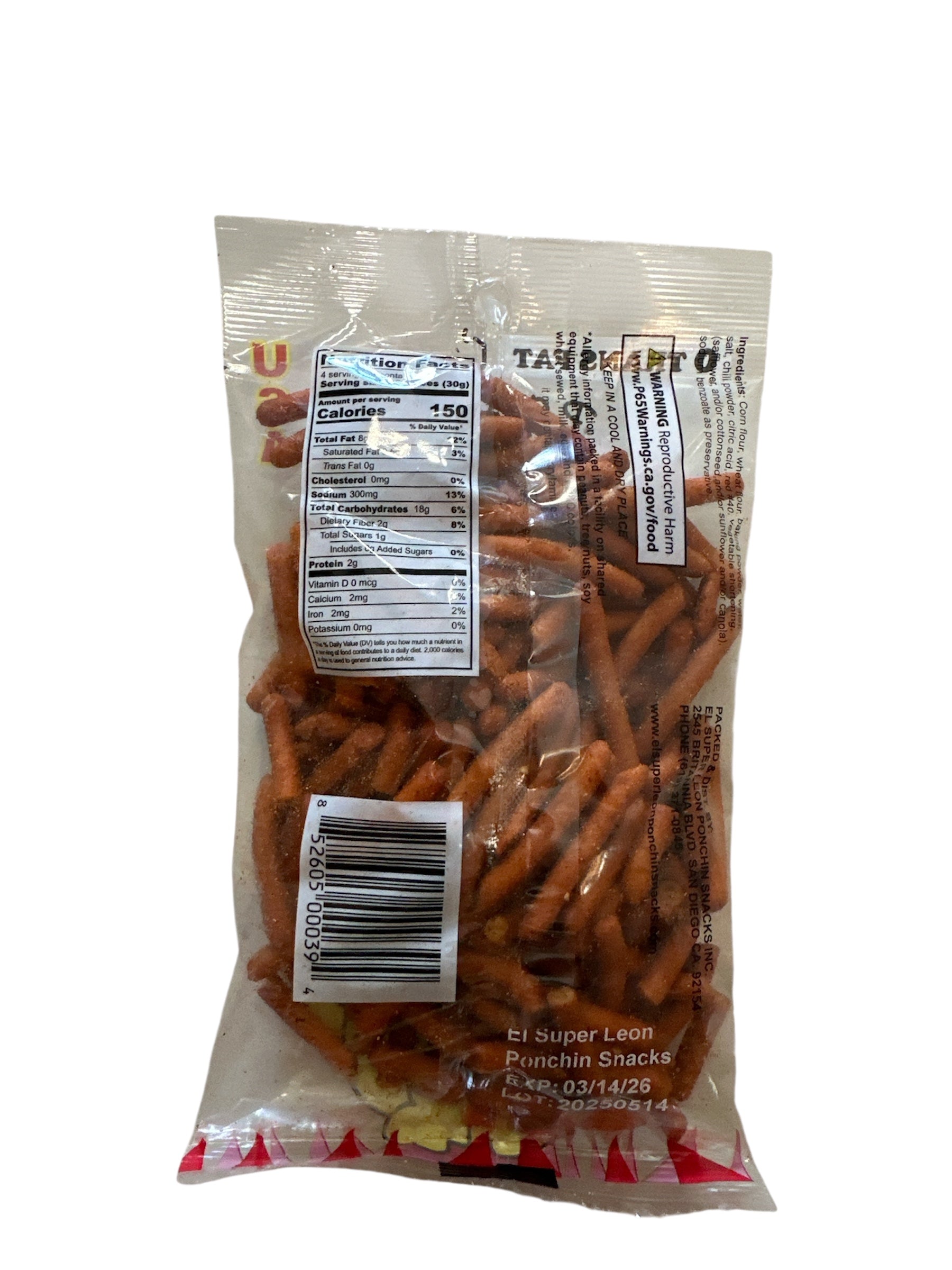 El Super Leon - Churritos mega chile limon, 4.2 oz, Single pack