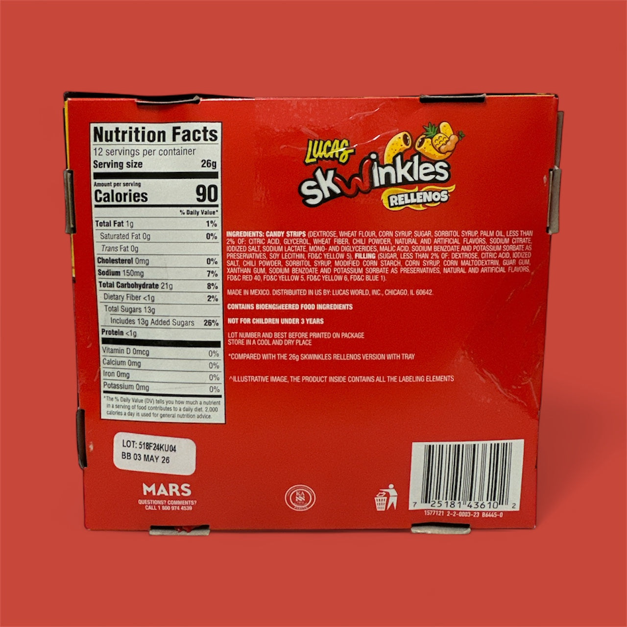 Lucas - Skwinkles rellenos pineapple & tamarind, pack w/12