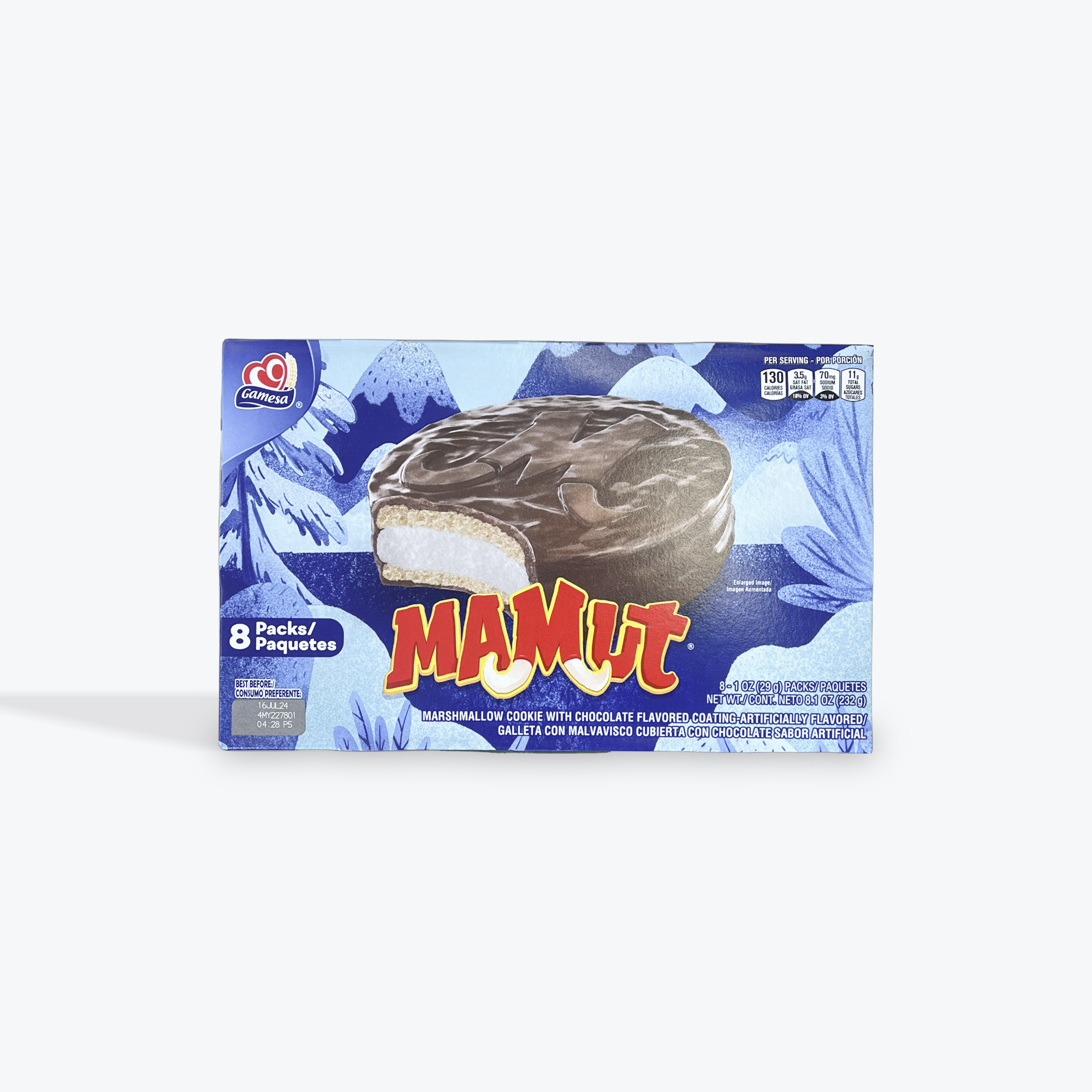 Gamesa - Mamut Chocolate Cookies, 8.1oz, Box with 8