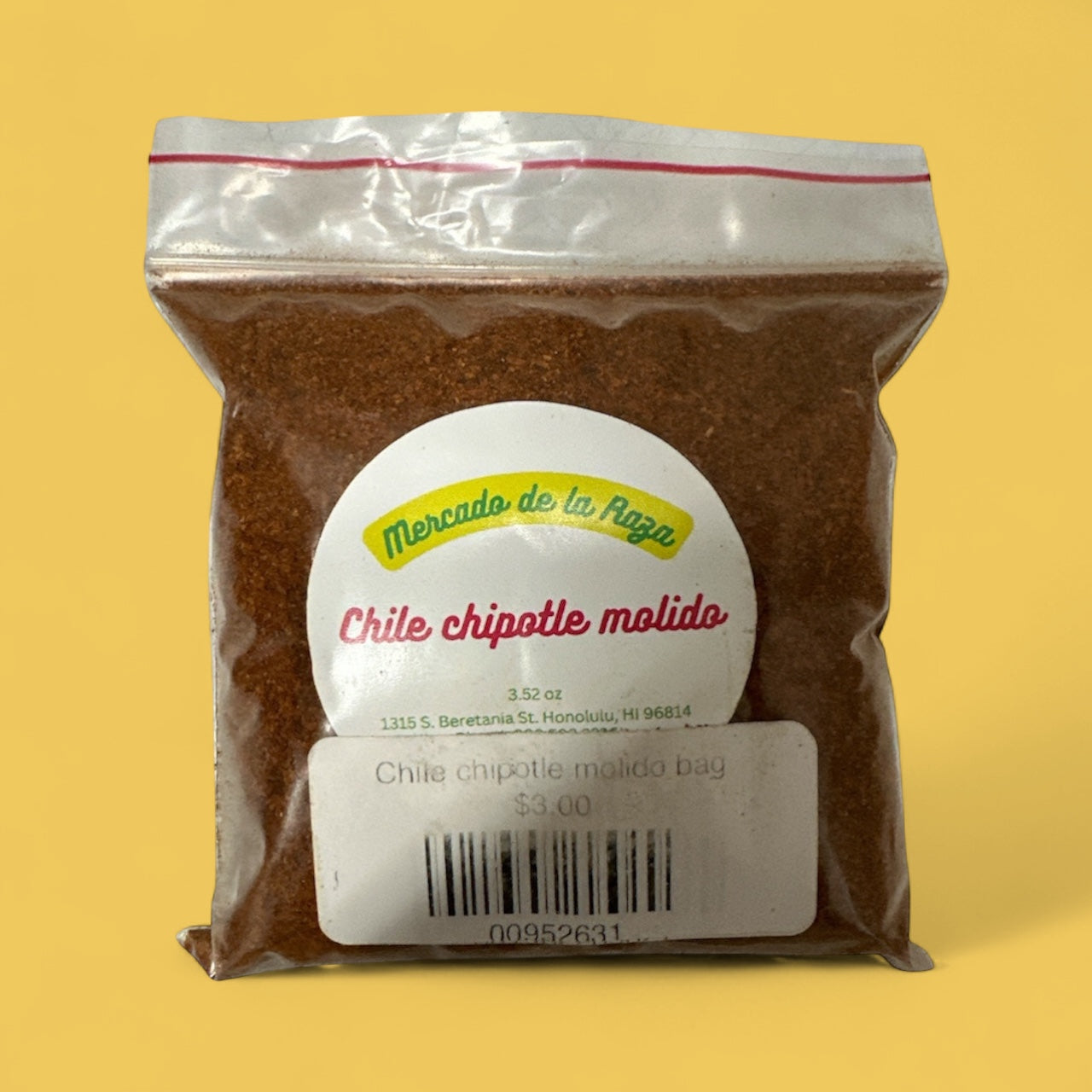 Chile chipotle molido bag