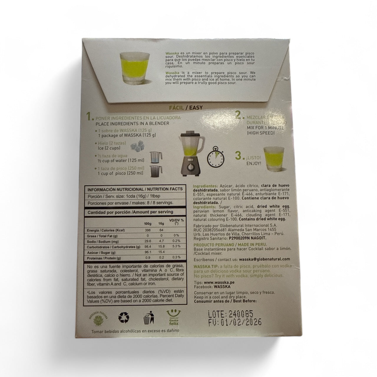 Wasska- Pisco Sour Limon Mix, single box