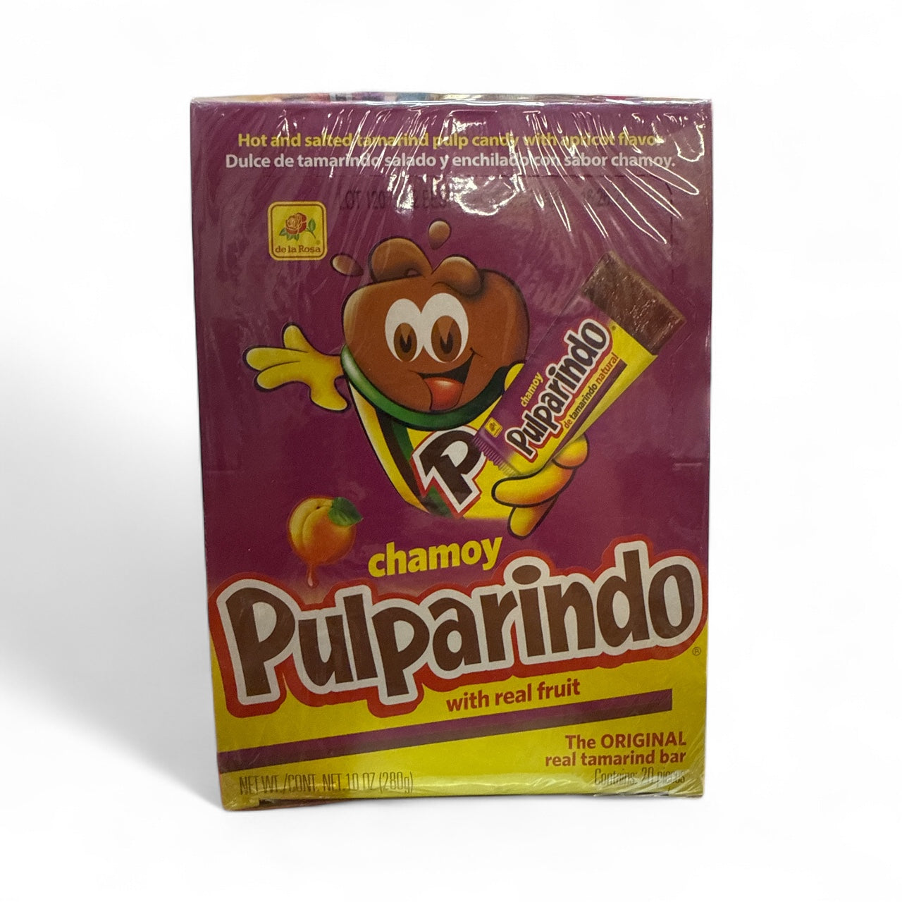 De La Rosa Original Pulparindo de Chamoy Sour Apricot, 10 oz, Pack of 20 Pieces