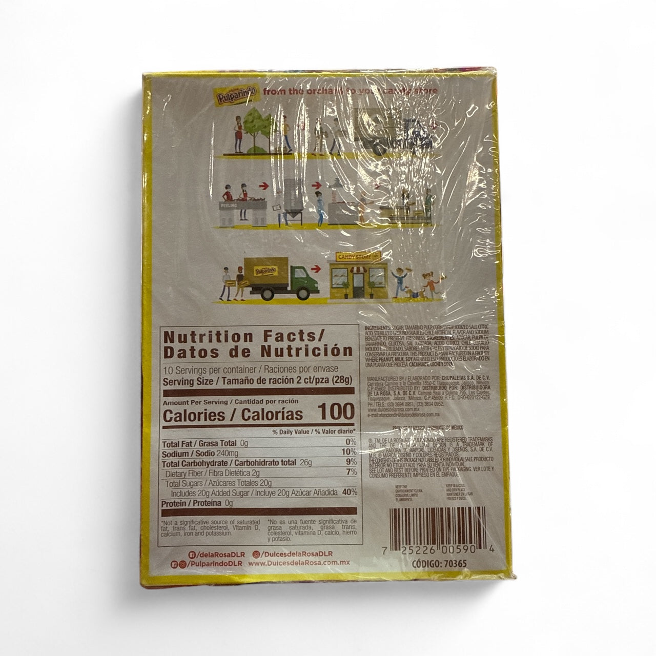 De La Rosa Original Pulparindo de Chamoy Sour Apricot, 10 oz, Pack of 20 Pieces