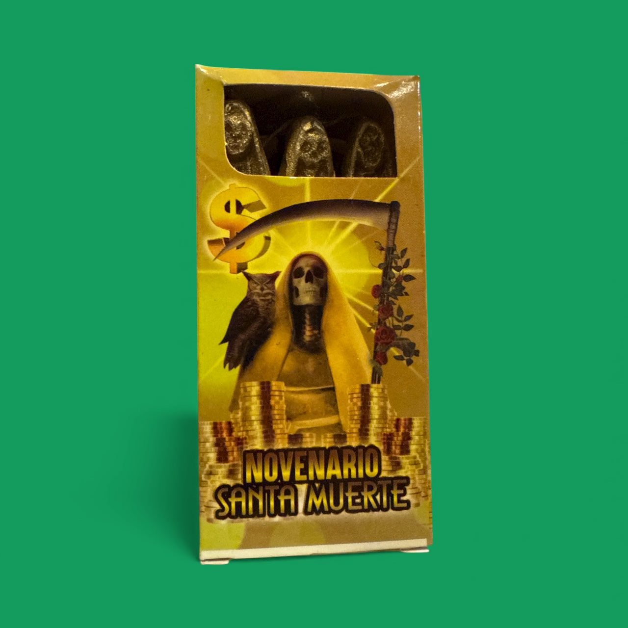 Novena Santa Muerte Oro Vela Box of 9 Velas