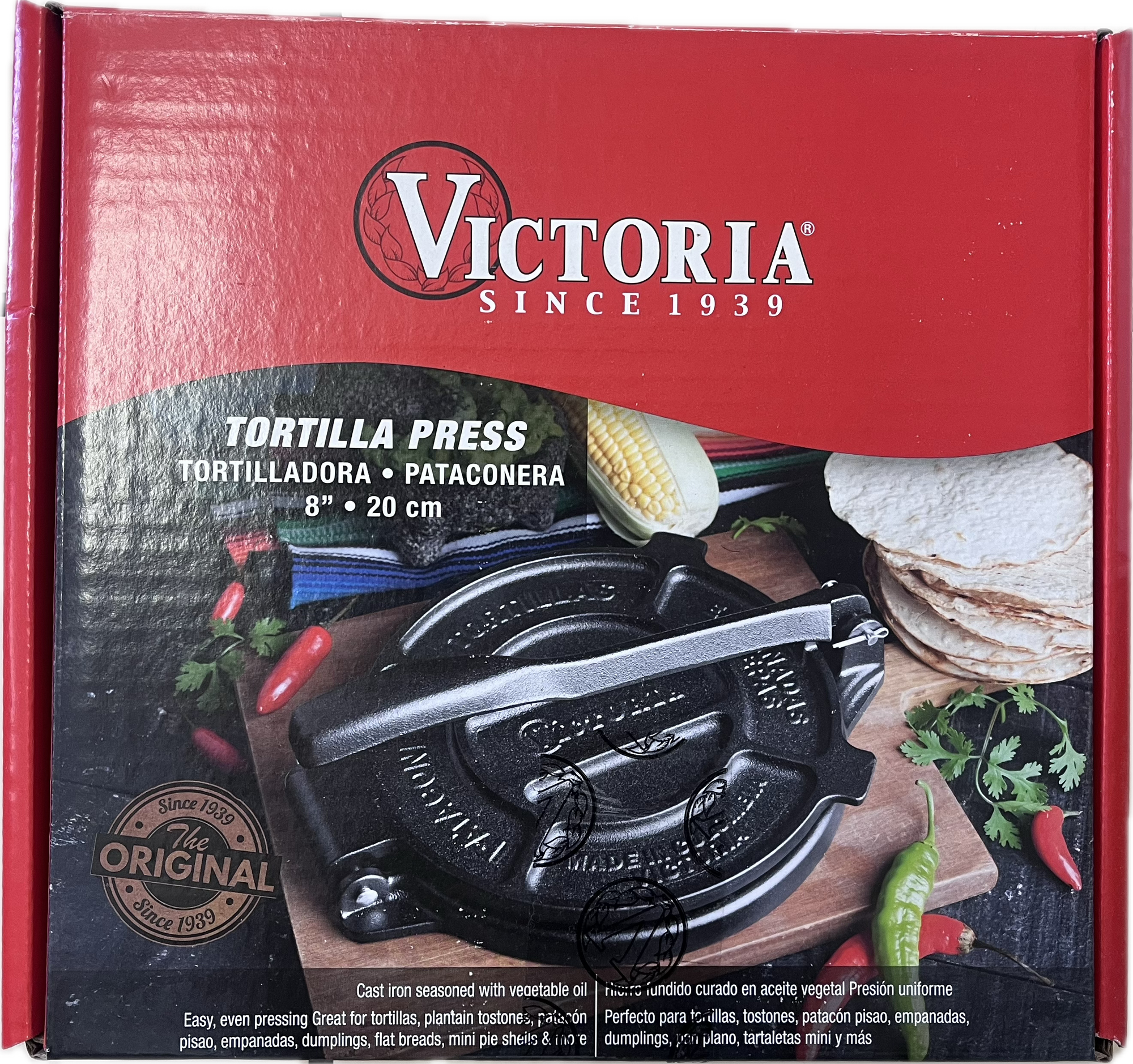 Victoria - Cast Iron Tortilla Press, 8"