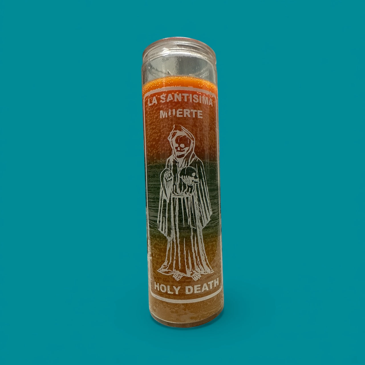 Veladora - Santa Muerte Tricolor Yellow, Green & Orange