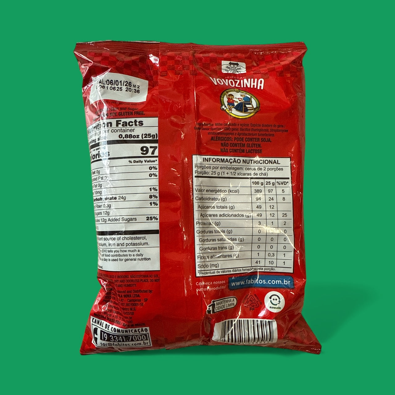 Fabitos- Pipoca Doce Vovozinha, 2.1 Oz, Single Bag