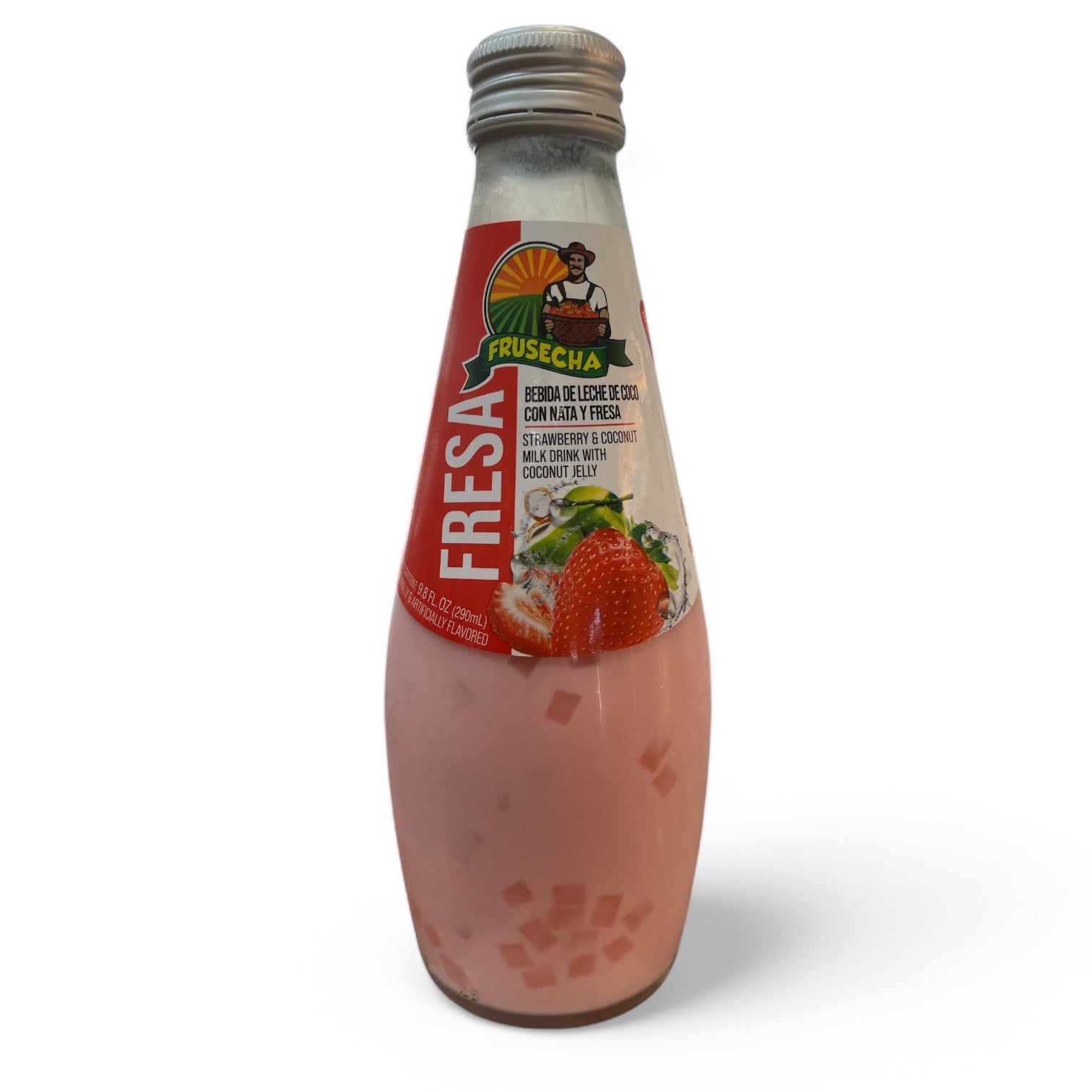 Frusecha- Leche de Coco, Fresa, 9.8 oz, Glass Bottle