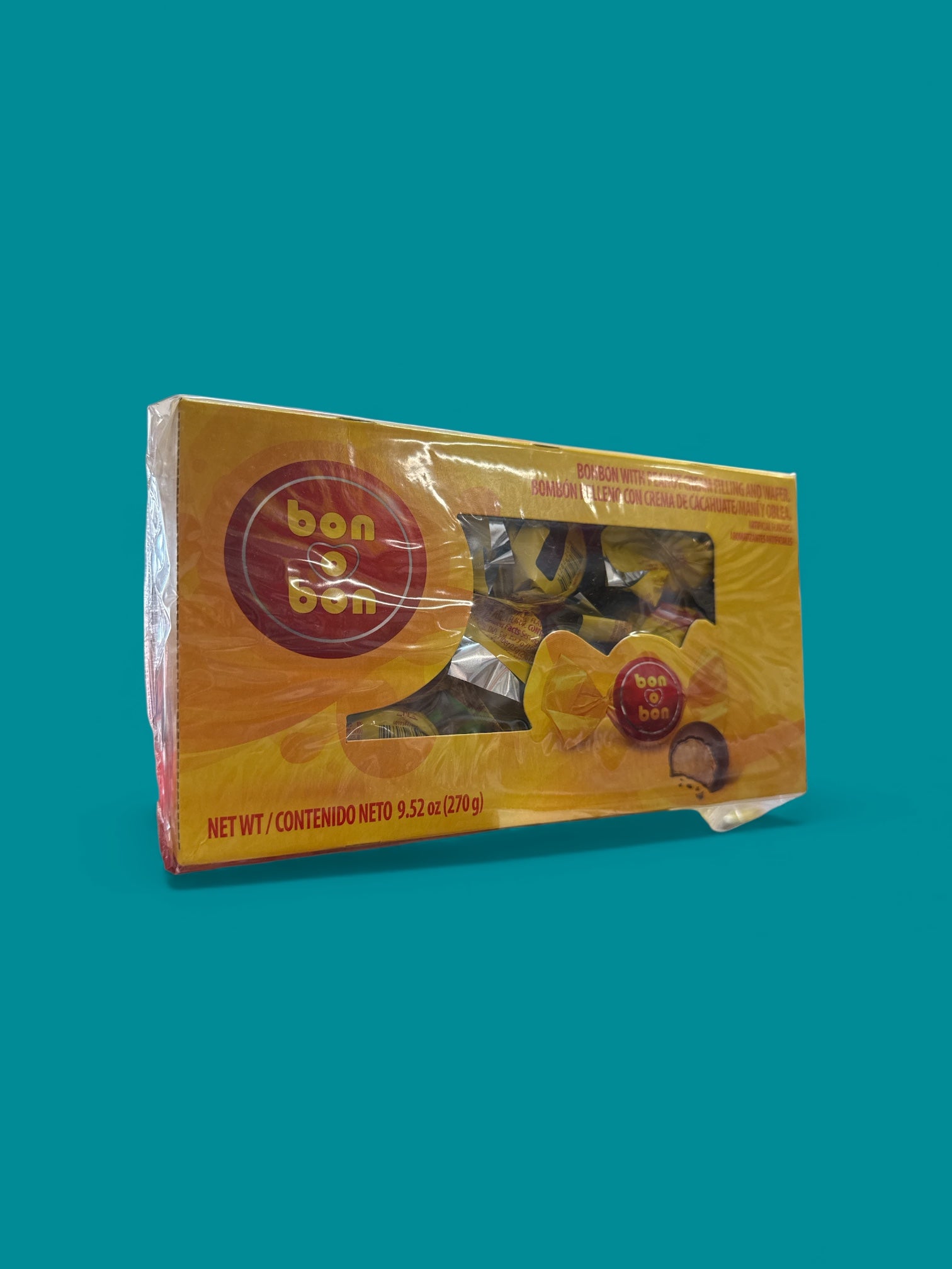 Bon O Bon - Bombones Relleno con crema de cacahuate, 270 g, Box w/18