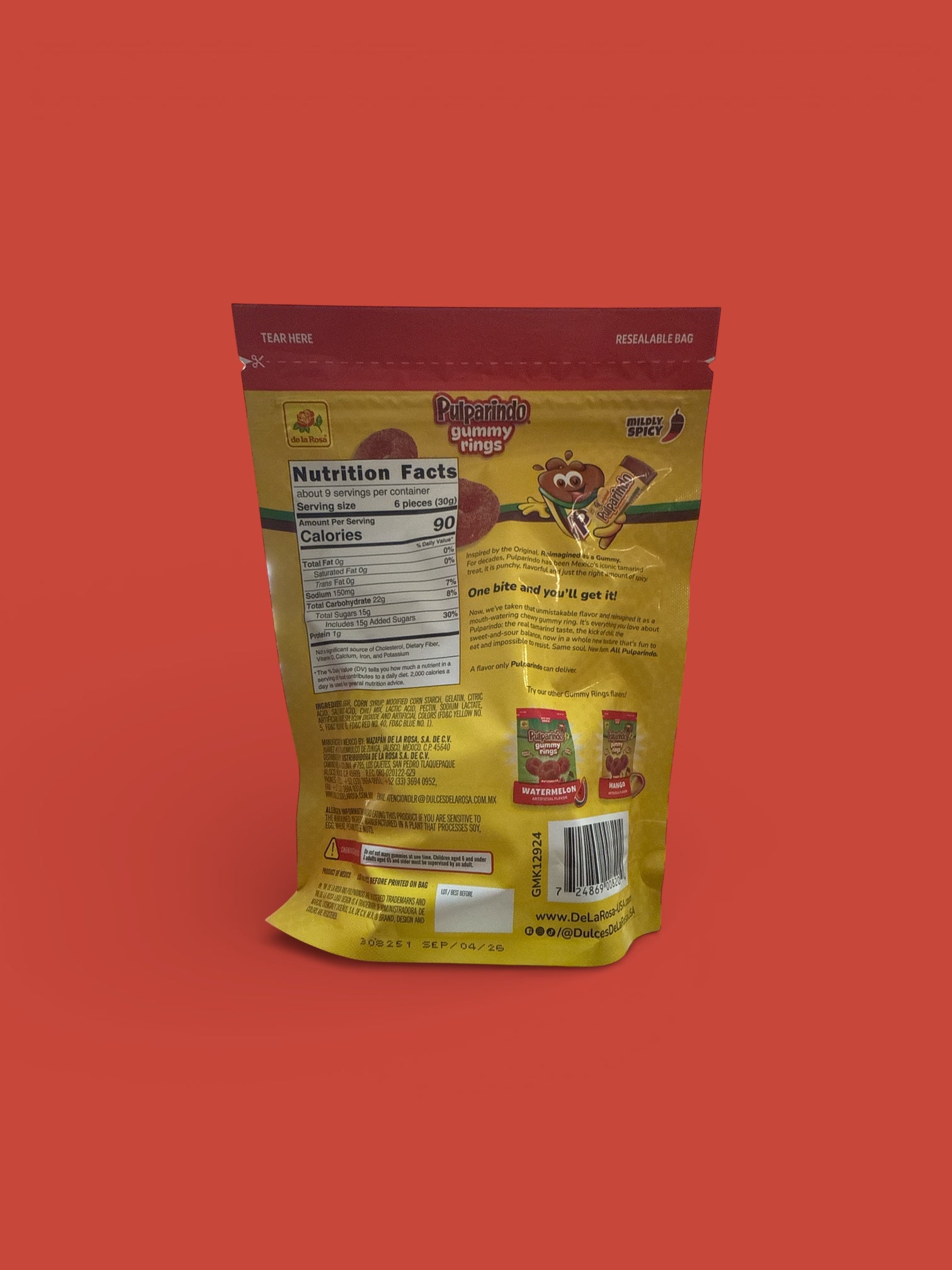 De la Rosa - Pulparindo Gummy Rings, Original, 9oz