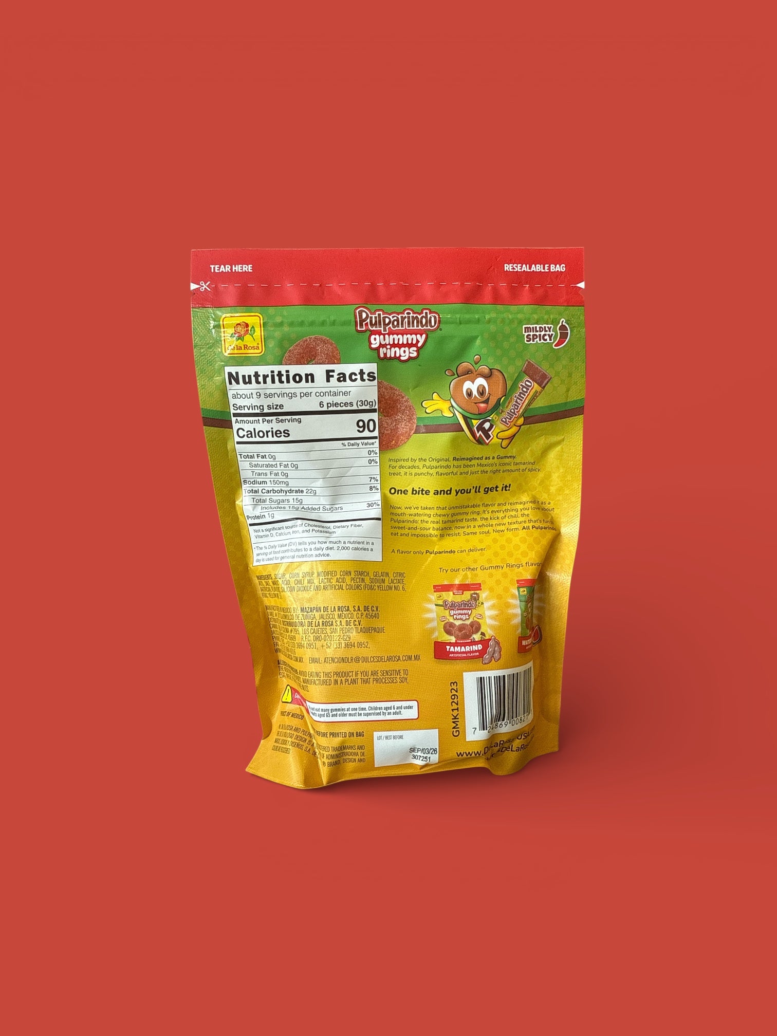 De la Rosa - Pulparindo Gummy Rings, Mango, 9oz