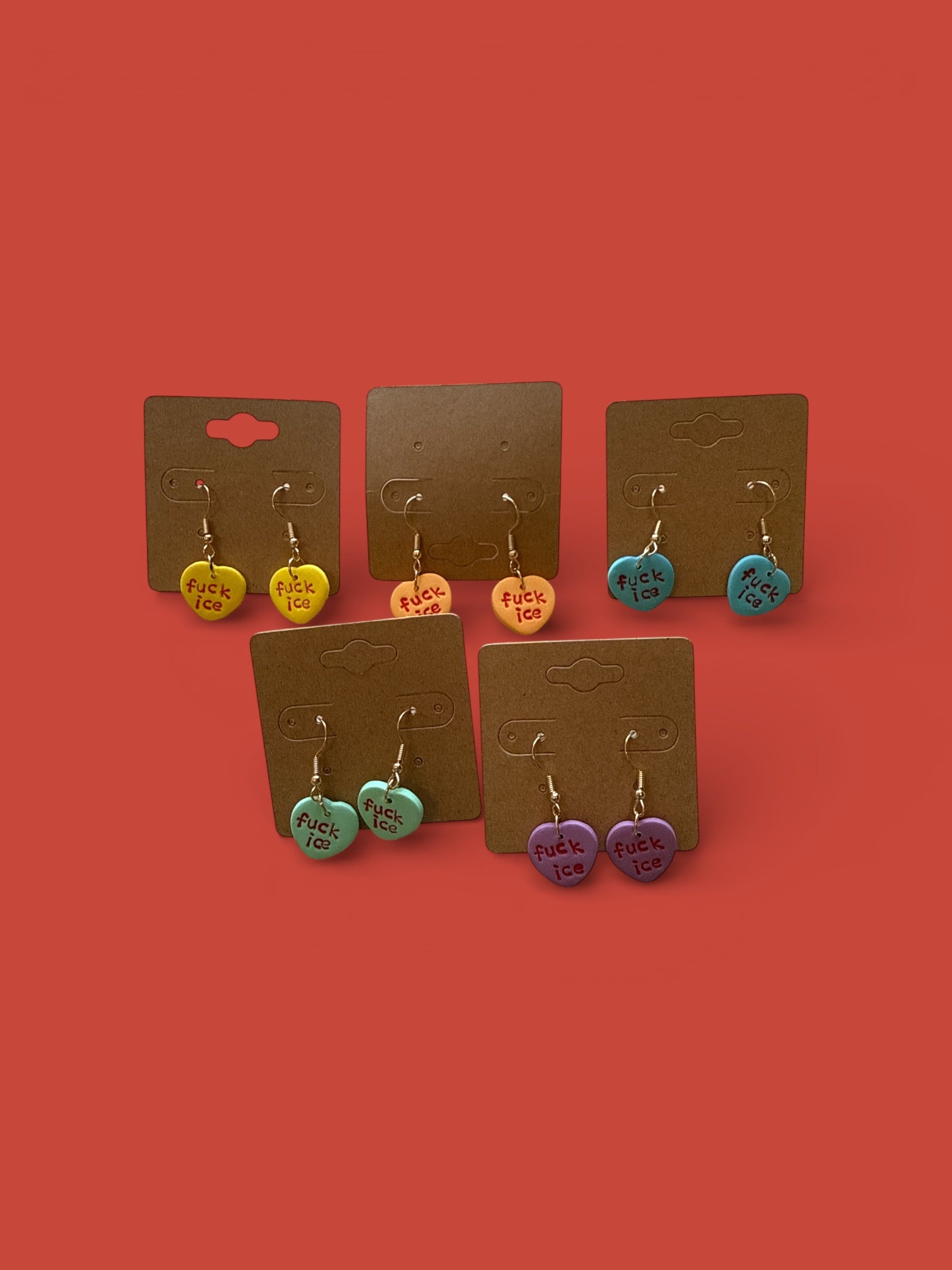 Brown Piña- Single Heart Earrings