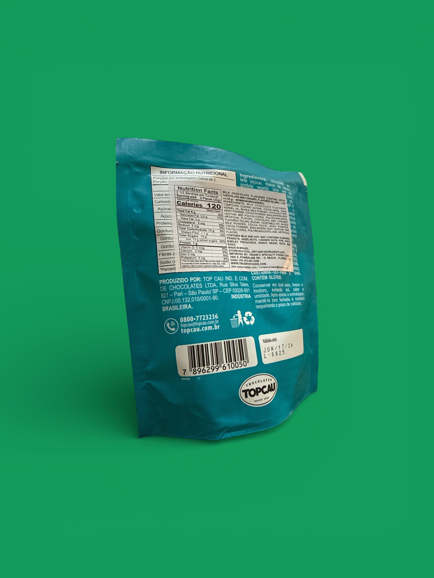 Topcau - Chocolate Leite Rech Brigadeiro, 55 gr