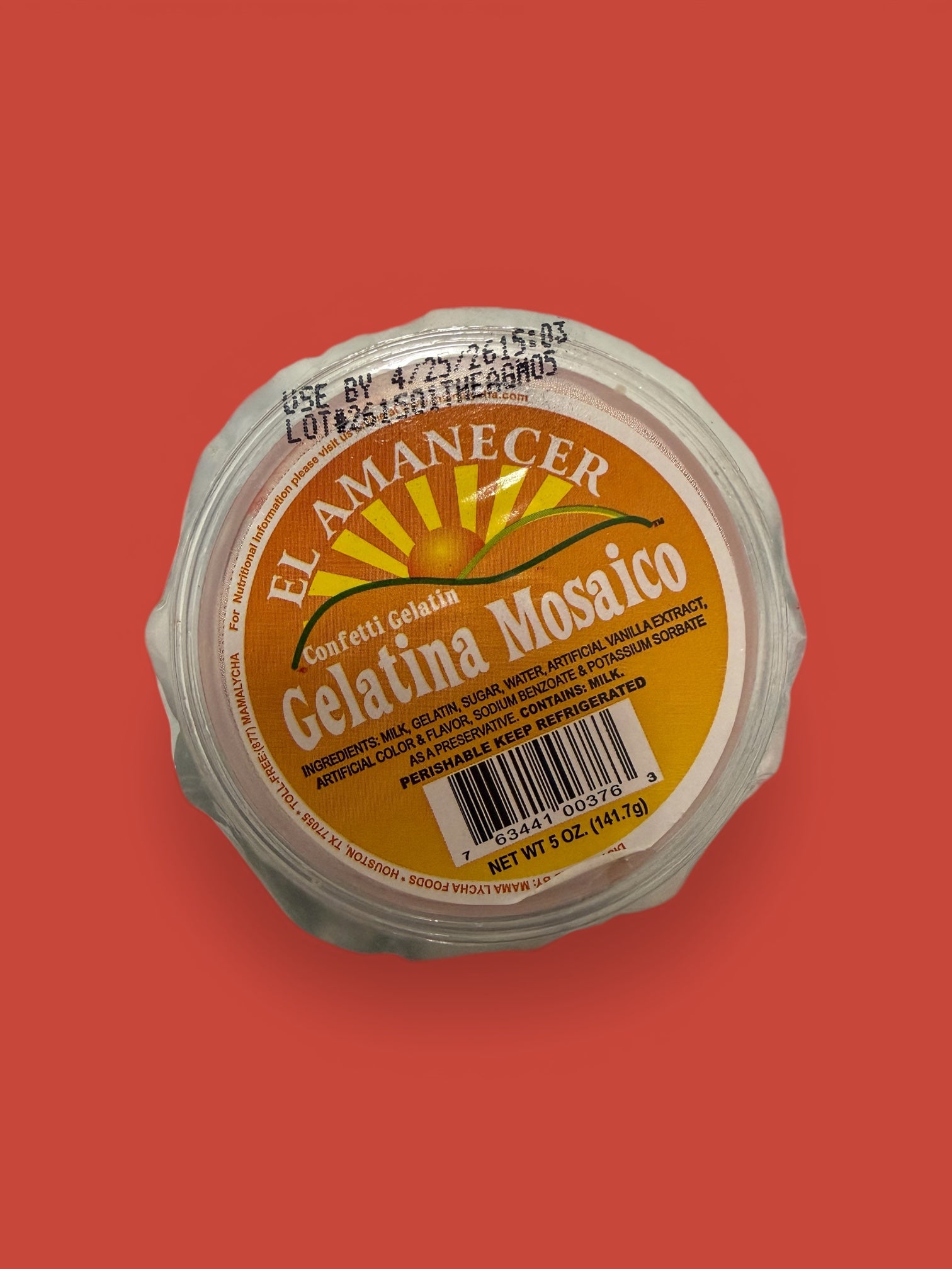 El Amanecer- Gelatina Mosaico, 5 oz, single container