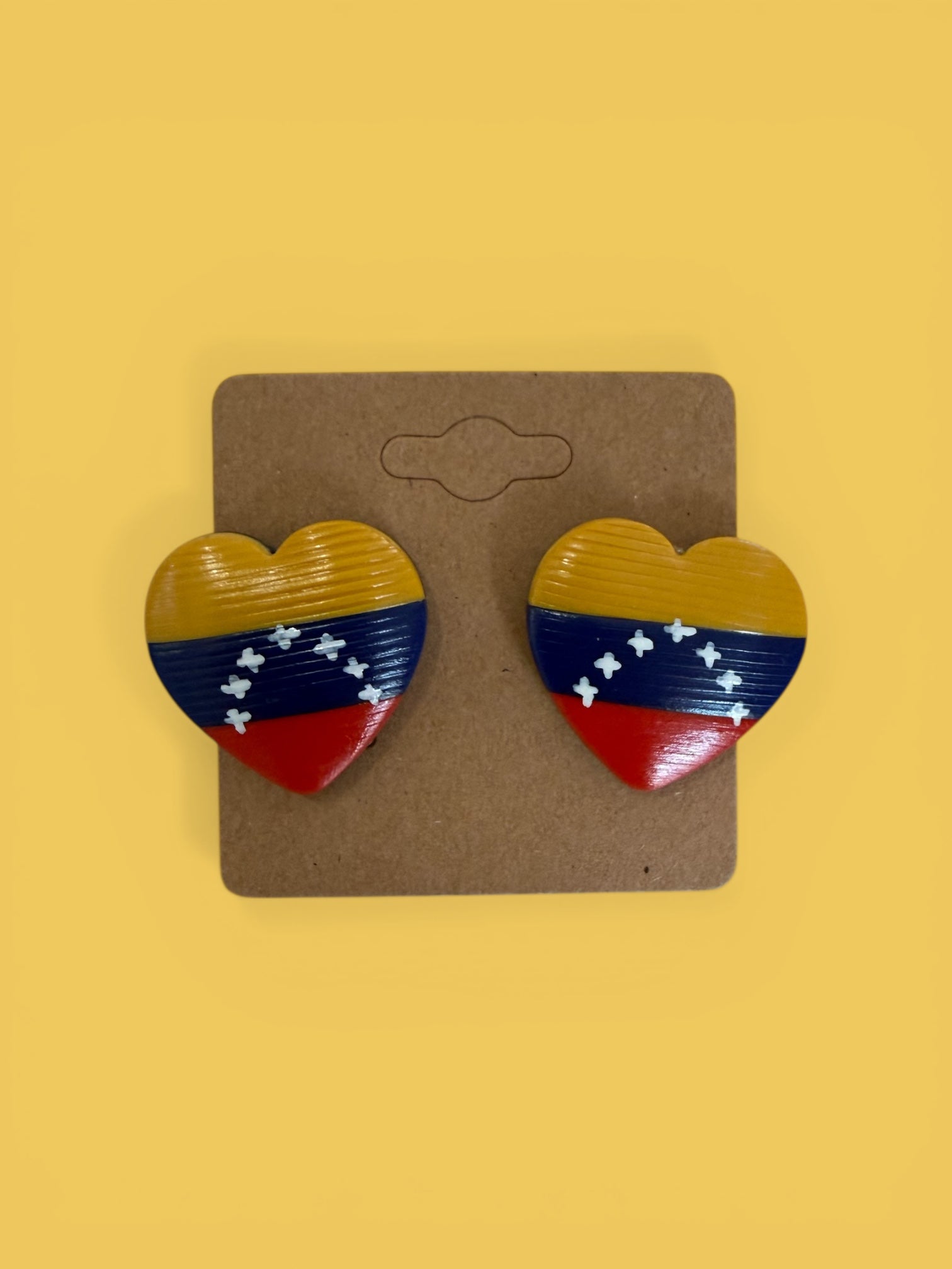 Brown Piña- Venezuela Flag Earrings Stud