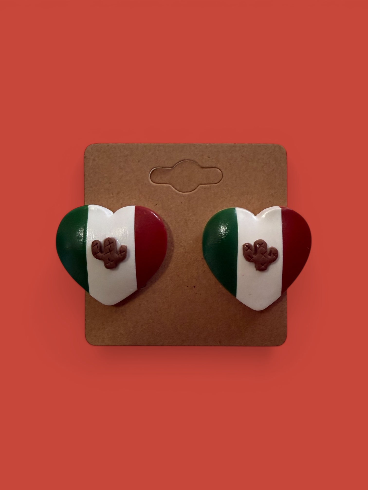 Brown Piña- Mexico Flag Earrings Stud