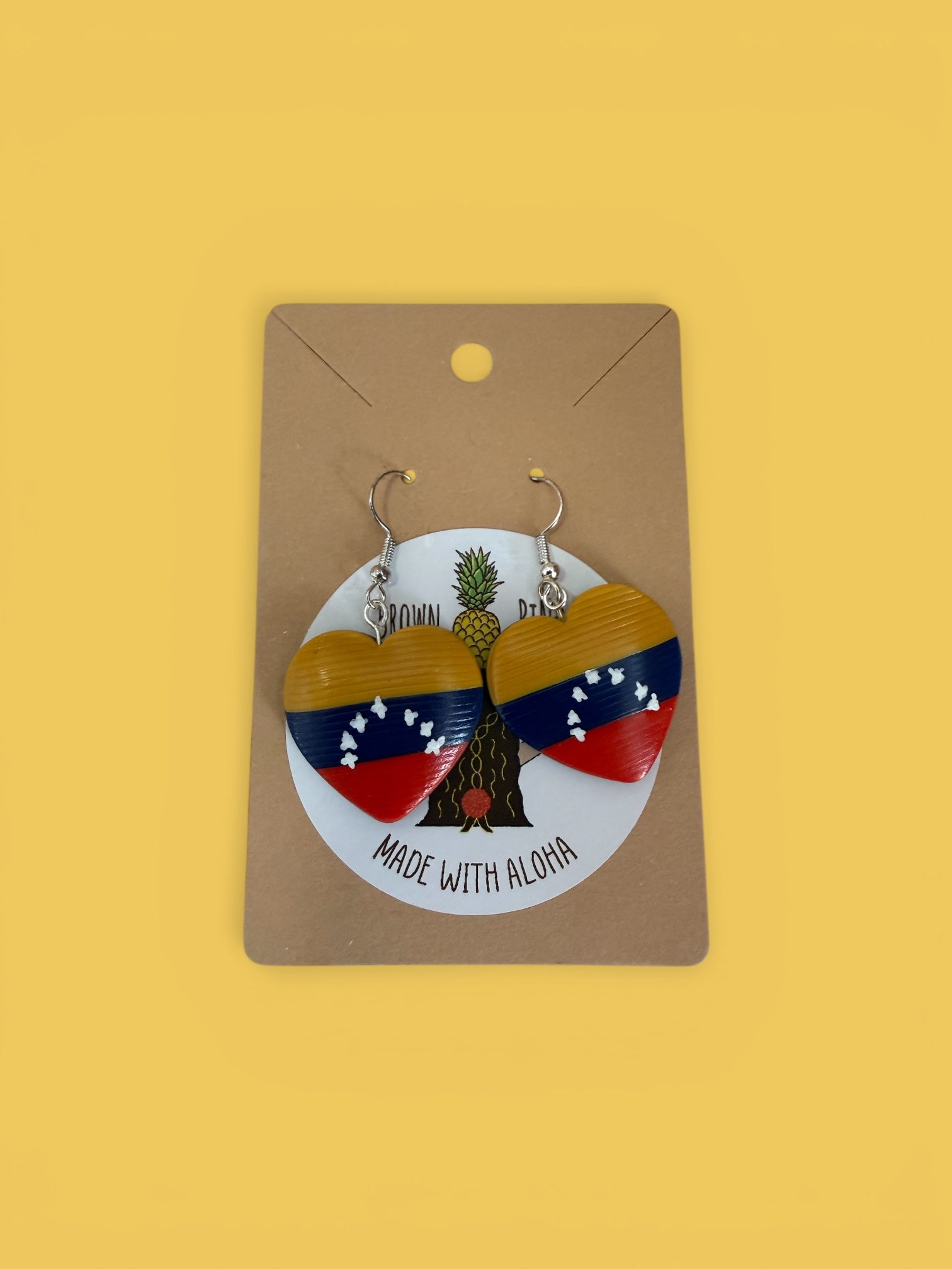 Brown Piña- Venezuela Flag Earrings Hook