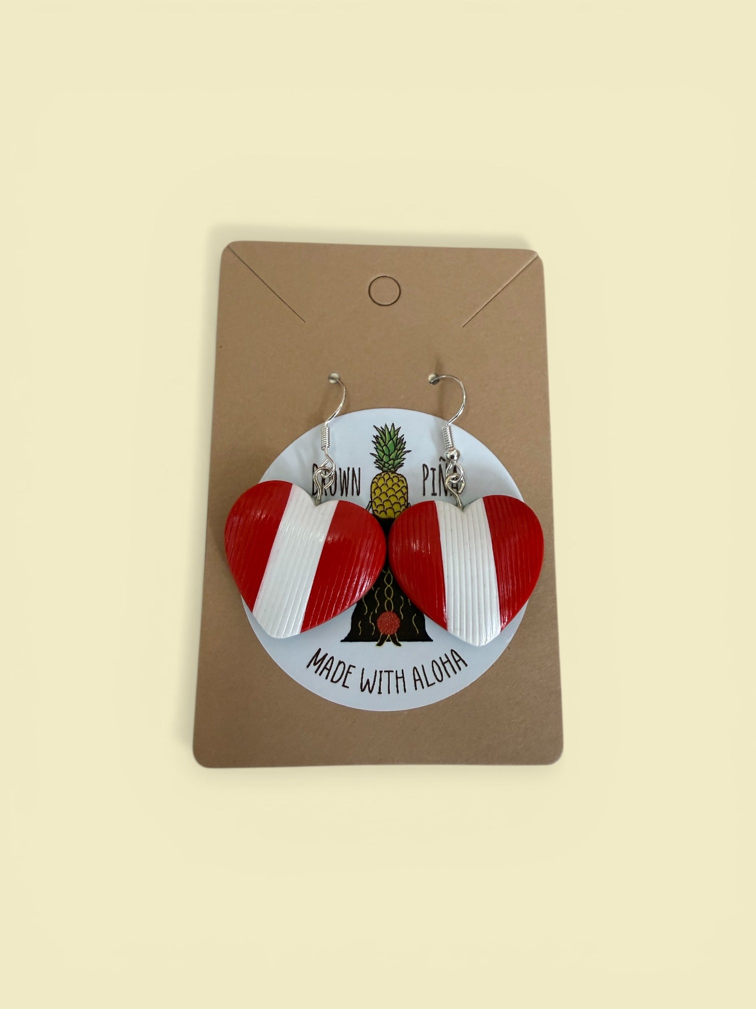 Brown Piña- Peru Flag Earrings Hook