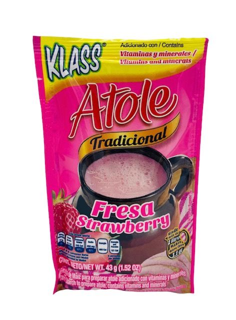 Klass - Atole tradicional fresa, 1.52 oz, single pouch