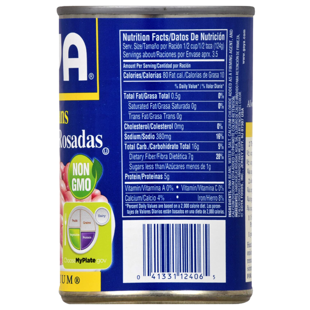 Nutrition Facts Pink Beans, single can