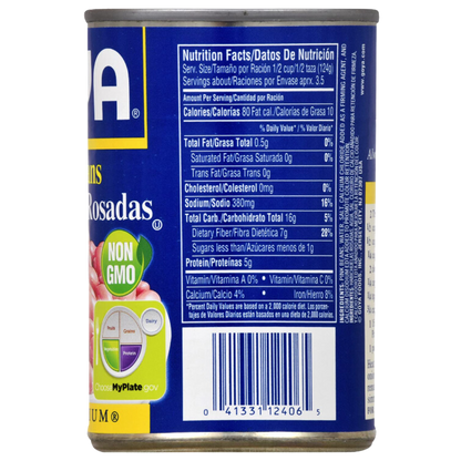 Nutrition Facts Pink Beans, single can