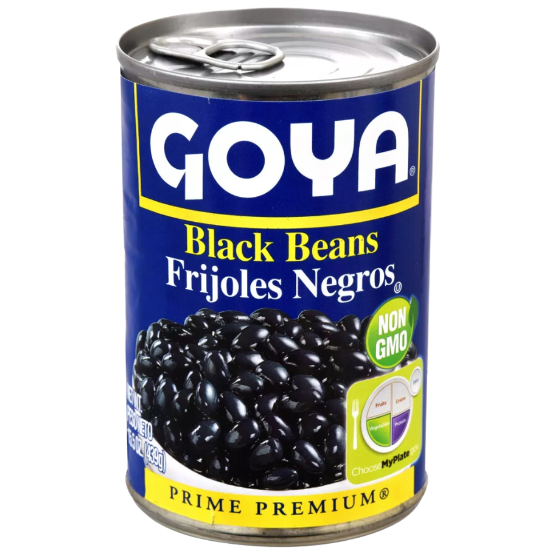 "Organic Goya black beans, high in protein and fiber, perfect for healthy meals and recipes."