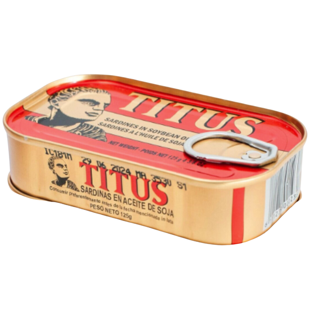 Titus Sardines in Soybean Oil, 4.4 oz can, sustainably sourced and ready to eat sardines in high-quality soybean oil