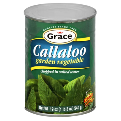 "Grace Callaloo Garden Vegetable, 19 oz can, for a healthy and delicious meal option"