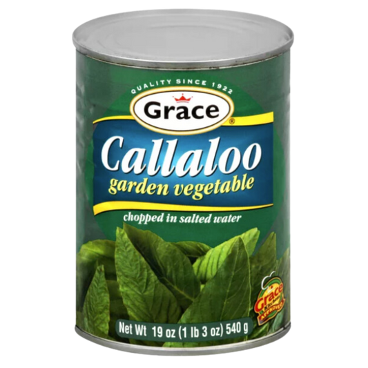 "Grace Callaloo Garden Vegetable, 19 oz can, for a healthy and delicious meal option"
