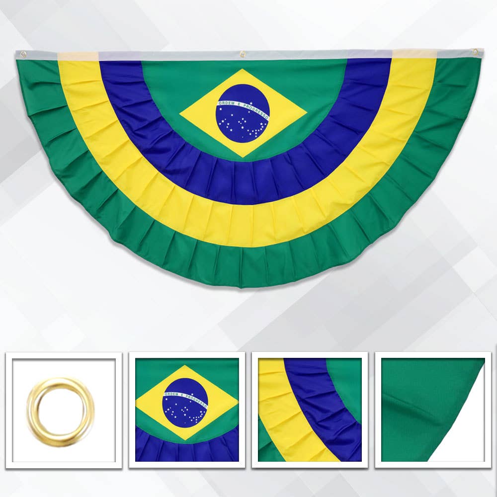 Brazil 3x6ft Pleated Bunting Flag