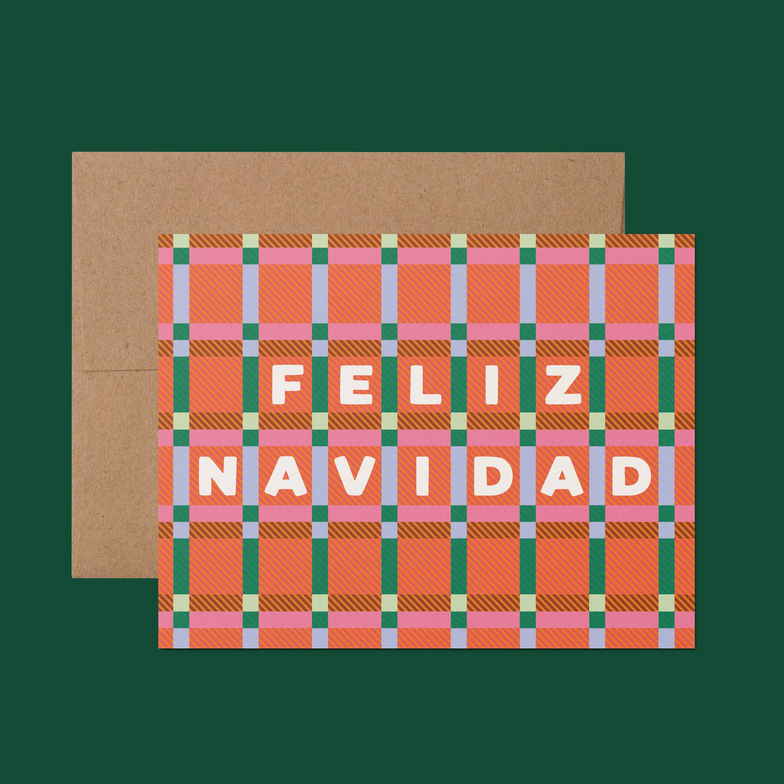 Ana Peake - Feliz Navidad Plaid Spanish Holiday Greeting Card