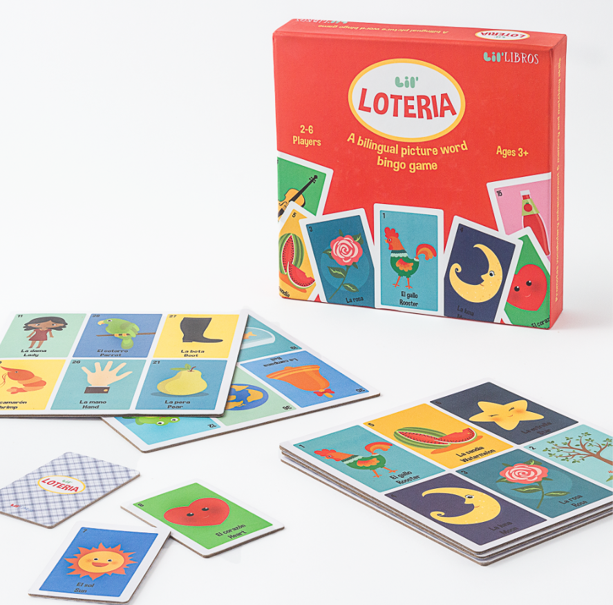 Lil' Libros ~ Bilingual Children's Books & Games - Lil’ Loteria: A Bilingual Picture Word Bingo Game (Bilingual: English and Spanish)