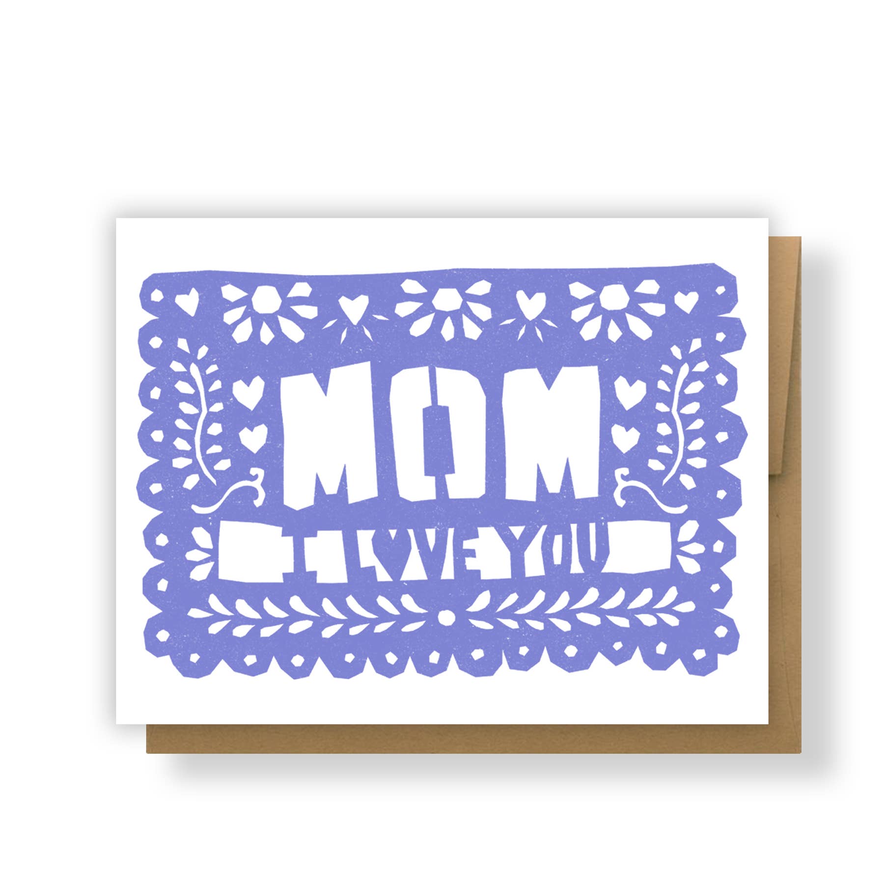 Erica Alfaro Designs - Mom I Love You Papel Picado Greeting Card: Periwinkle