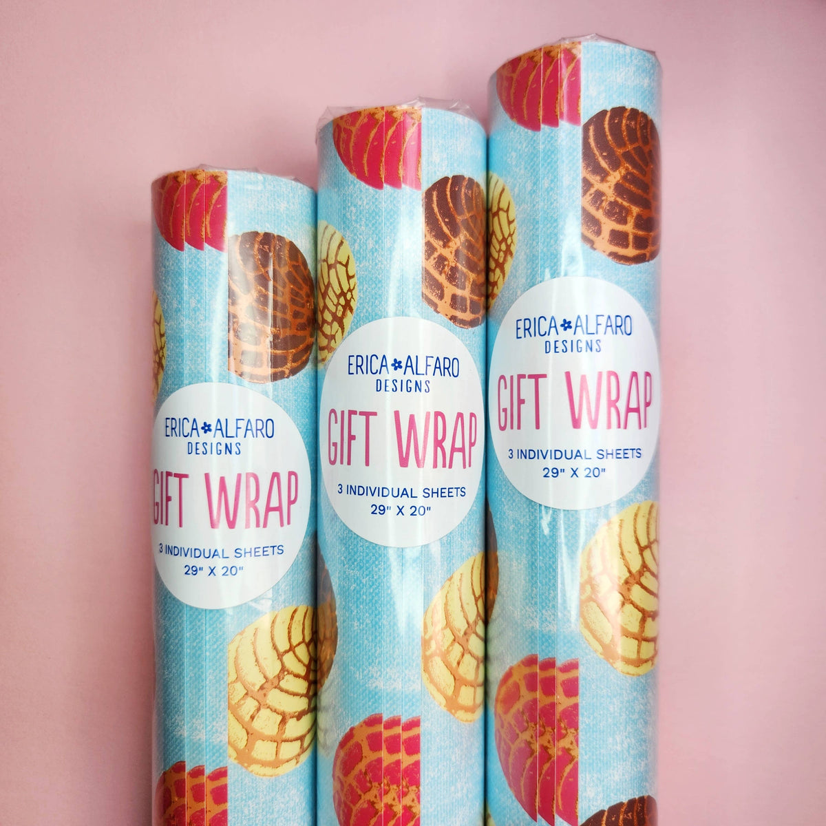 Erica Alfaro Designs - Pan Dulce Concha Gift Wrap Roll of 3 Sheets