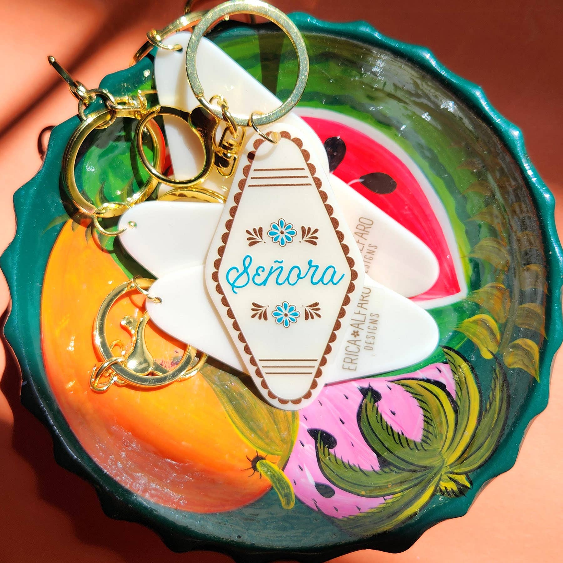 Erica Alfaro Designs - Señora Cream Acrylic Motel Keychain