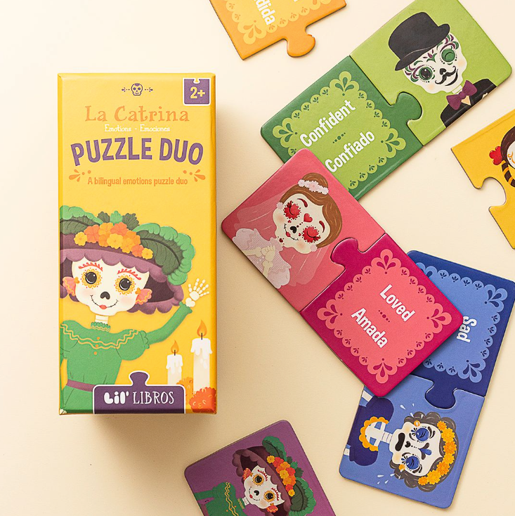 Lil' Libros ~ Bilingual Children's Books & Games - La Catrina: Emotions / Emociones Puzzle Duo (Bilingual: English and Spanish)