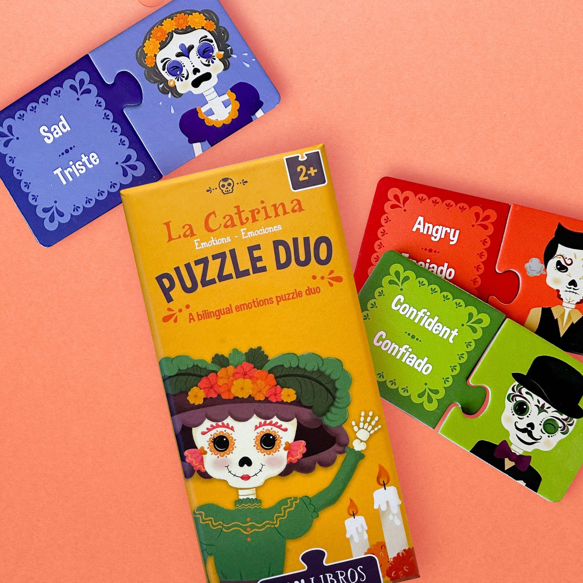 Lil' Libros ~ Bilingual Children's Books & Games - La Catrina: Emotions / Emociones Puzzle Duo (Bilingual: English and Spanish)