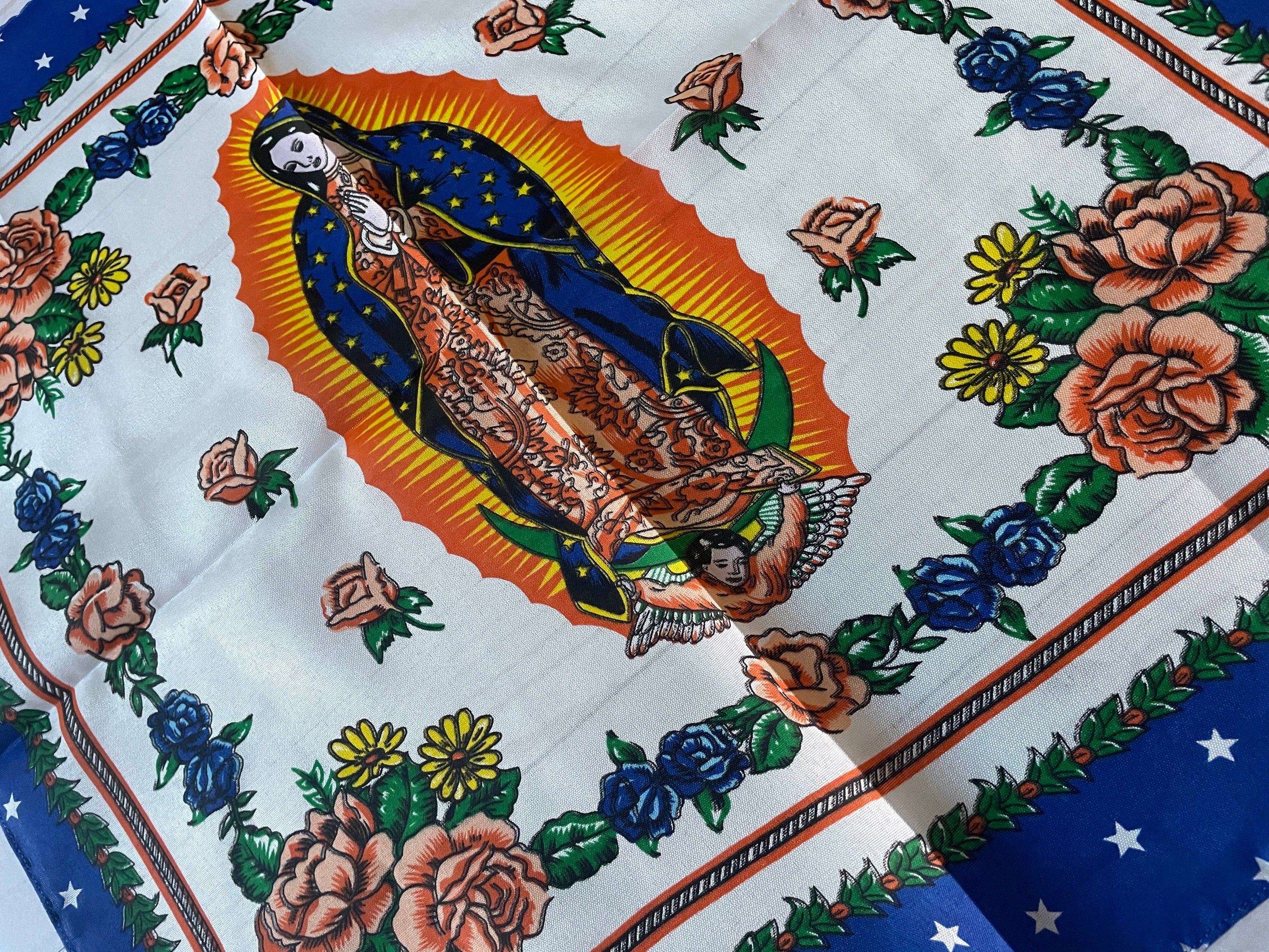 Viva Greetings -  Virgen Guadalupe Colorful Scarf Bandana Mexico