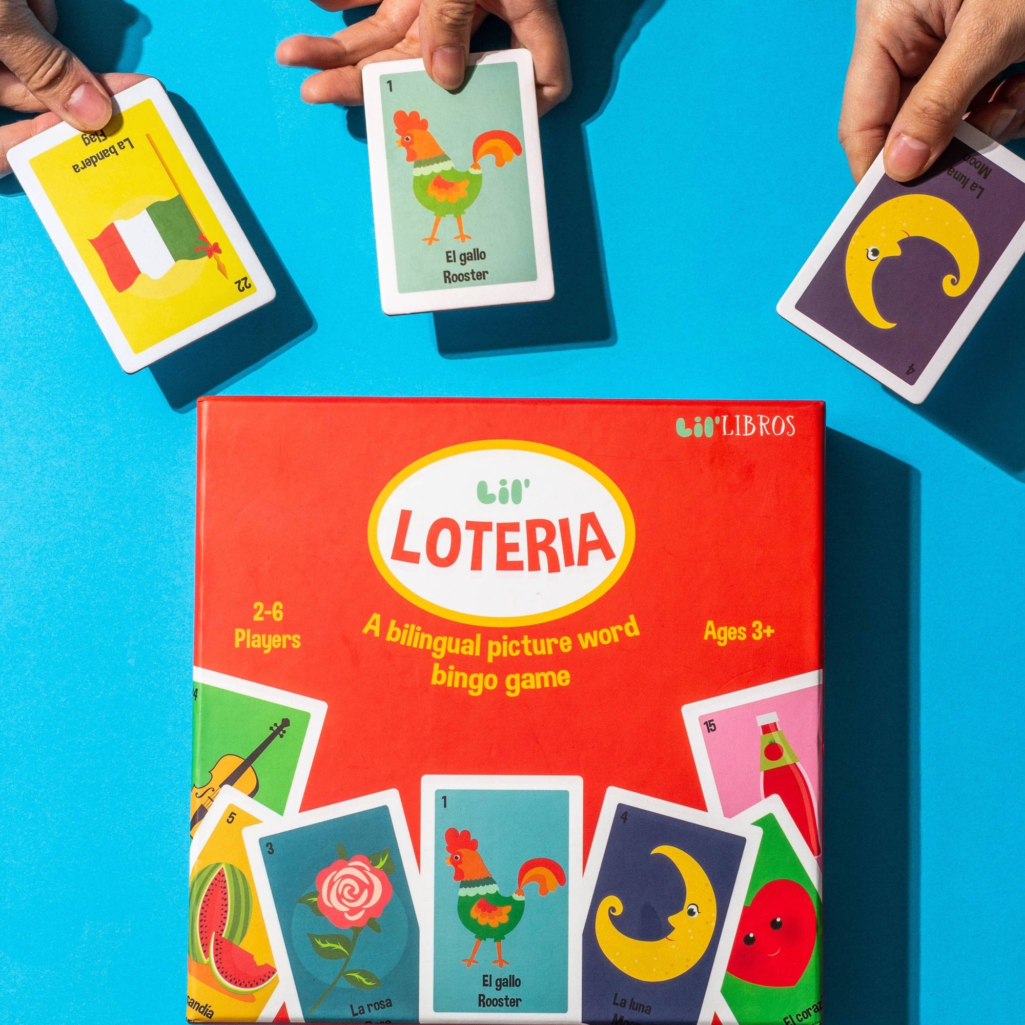 Lil' Libros ~ Bilingual Children's Books & Games - Lil’ Loteria: A Bilingual Picture Word Bingo Game (Bilingual English and Spanish)
