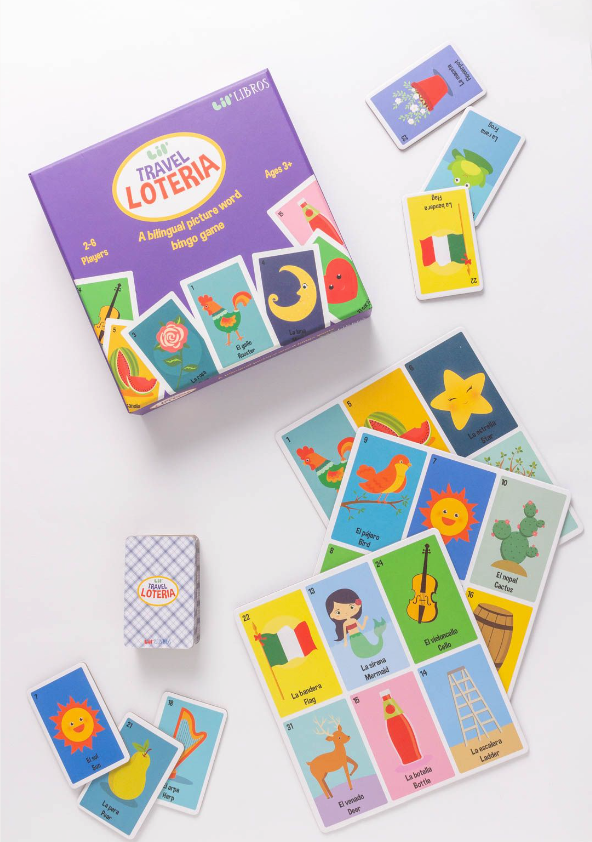 Lil' Libros ~ Bilingual Children's Books & Games - Lil’ Travel Loteria: A Bilingual Picture Word Bingo Game (Bilingual: English and Spanish)