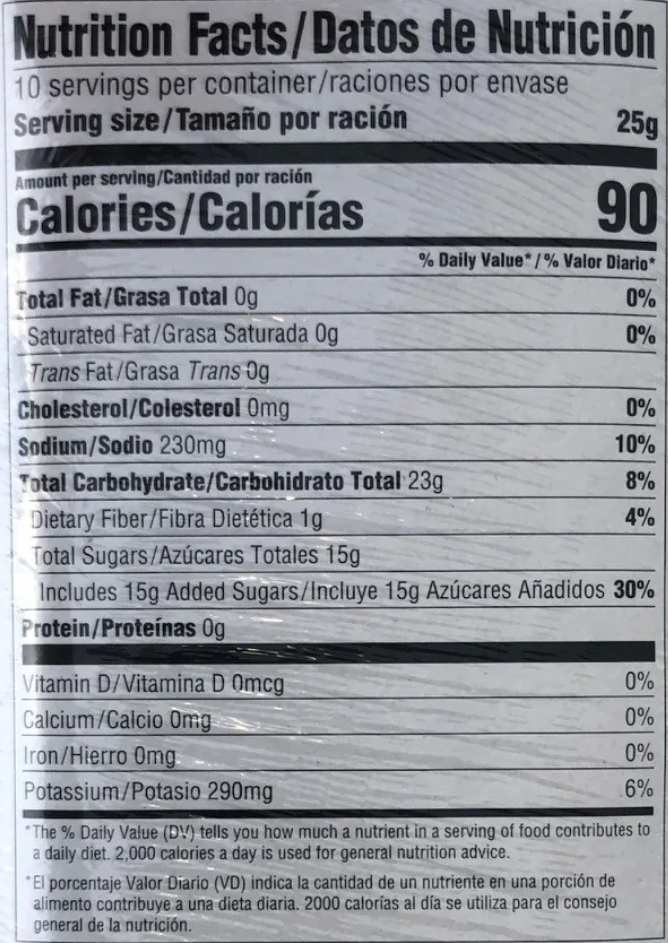 Nutrition Facts of Lucas Muecas Sandia