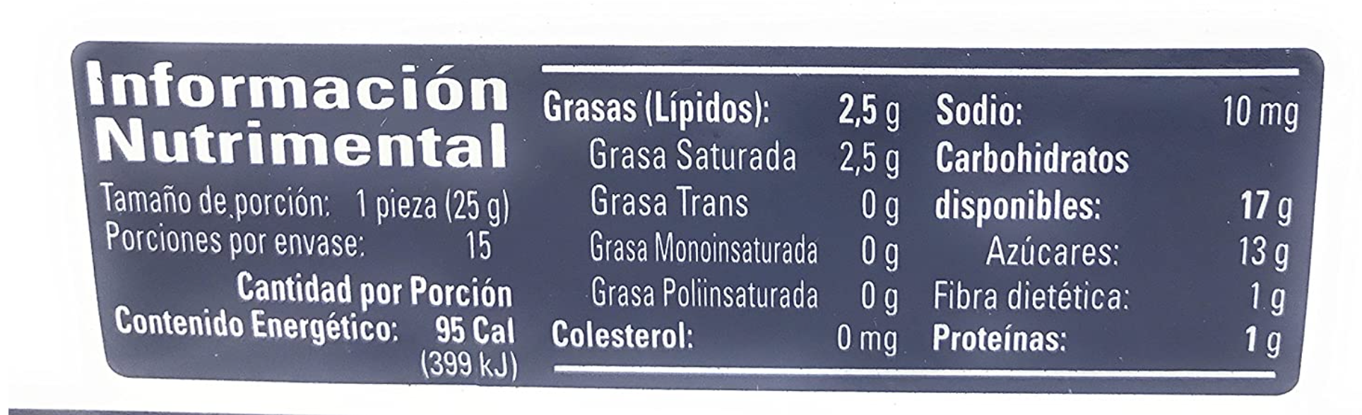 Información Nutrimental mini Paleta Payaso