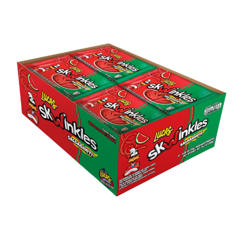  package of Lucas Skwinkles Salsagueti candy, with a watermelon flavor. 