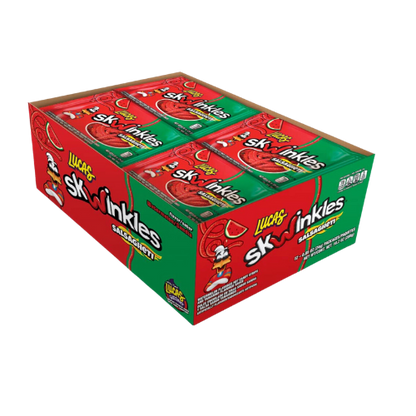  package of Lucas Skwinkles Salsagueti candy, with a watermelon flavor. 