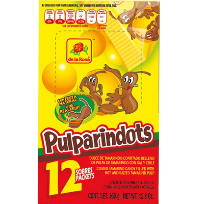 "Package of PulparinDots candy, a popular Mexican treat with a small, round shape and a tangy flavor made from tamarind pulp."